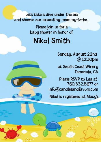 Beach Baby Boy - Baby Shower Invitations