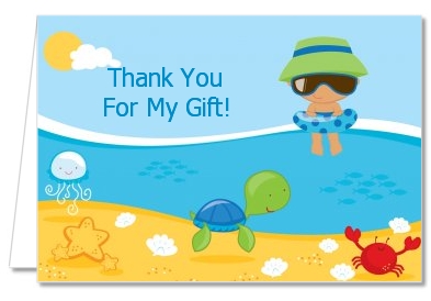 Beach Baby Hispanic Boy - Baby Shower Thank You Cards