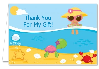 Beach Baby Hispanic Girl - Baby Shower Thank You Cards