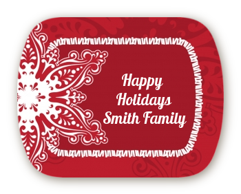 Big Red Snowflake - Personalized Christmas Rounded Corner Stickers