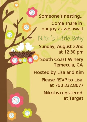 Bird's Nest - Baby Shower Invitations