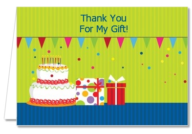 Birthday Cake - Birthday Party Thank You Cards