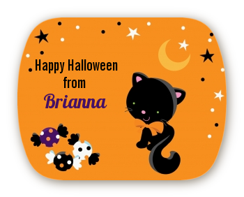 Black Cat - Personalized Halloween Rounded Corner Stickers