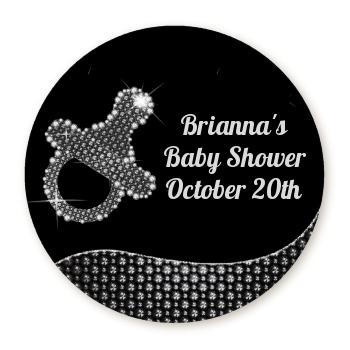  Baby Bling Pacifier - Round Personalized Baby Shower Sticker Labels 