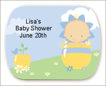 Blooming Baby Boy Caucasian - Personalized Baby Shower Rounded Corner Stickers