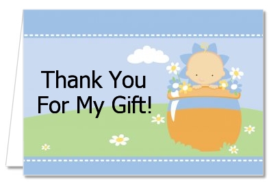 Blooming Baby Boy Caucasian - Baby Shower Thank You Cards