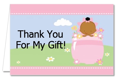 Blooming Baby Girl African American - Baby Shower Thank You Cards