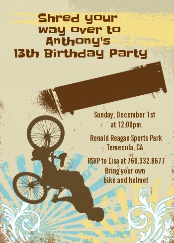 BMX Rider - Birthday Party Invitations