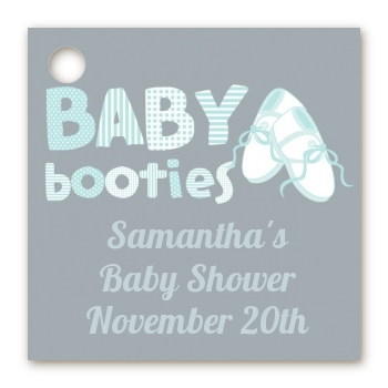 Booties Blue - Personalized Baby Shower Card Stock Favor Tags