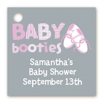 Booties Pink - Personalized Baby Shower Card Stock Favor Tags