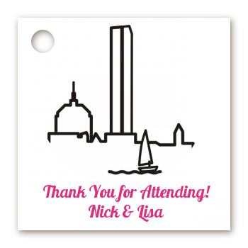 Boston Skyline - Personalized Bridal Shower Card Stock Favor Tags