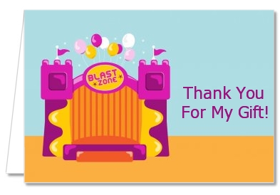 Bounce House Purple and Orange - Birthday Party Thank You Cards