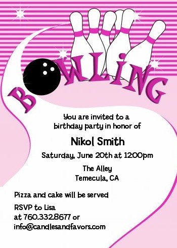 Bowling Girl - Birthday Party Invitations