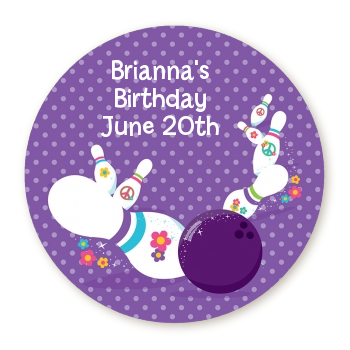  Bowling Party - Round Personalized Birthday Party Sticker Labels 