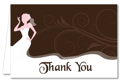 Bridal Silhouette Floral Pink - Bridal Shower Thank You Cards