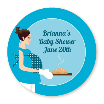  Bun in the Oven Boy - Round Personalized Baby Shower Sticker Labels 