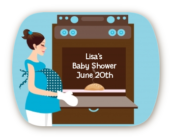 Bun in the Oven Boy - Personalized Baby Shower Rounded Corner Stickers