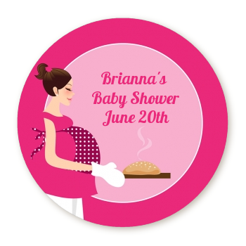  Bun in the Oven Girl - Round Personalized Baby Shower Sticker Labels 