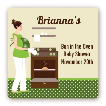 Bun in the Oven Neutral - Square Personalized Baby Shower Sticker Labels