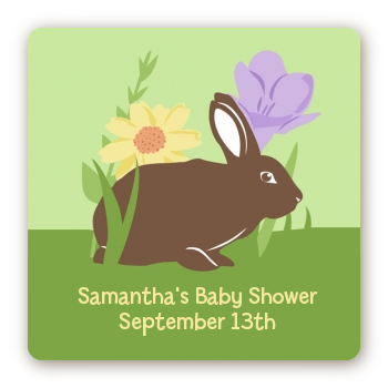 Bunny - Square Personalized Baby Shower Sticker Labels