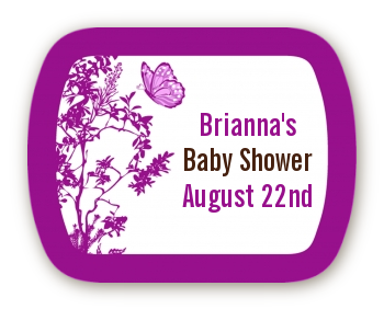 Butterfly - Personalized Baby Shower Rounded Corner Stickers