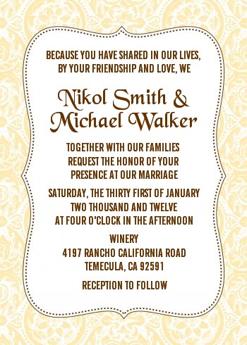Pale Yellow & Brown - Bridal Shower Invitations