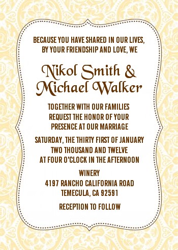 Pale Yellow & Brown - Bridal Shower Invitations