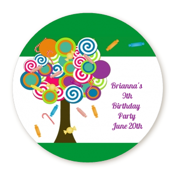  Candy Tree - Round Personalized Birthday Party Sticker Labels 