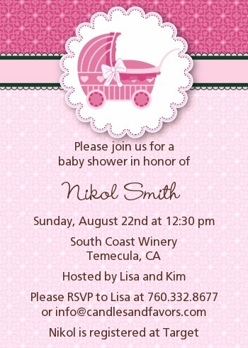  Carriage - Baby Shower Invitations Blue