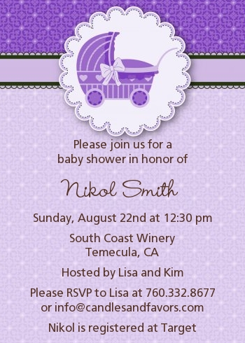  Carriage - Baby Shower Invitations Blue