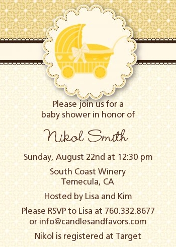  Carriage - Baby Shower Invitations Blue