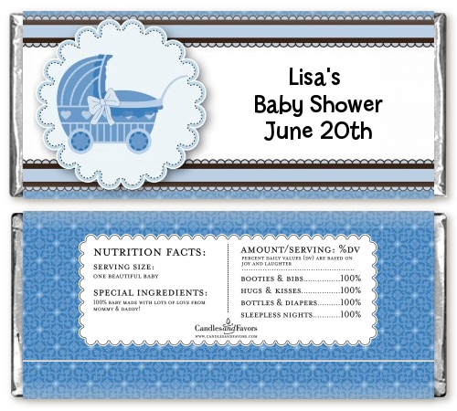  Carriage - Personalized Baby Shower Candy Bar Wrappers 