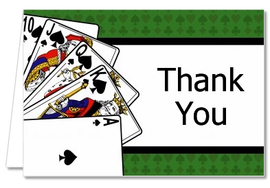 Casino Night Royal Flush - Birthday Party Thank You Cards