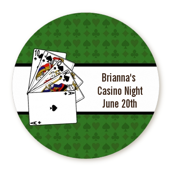  Casino Night Royal Flush - Round Personalized Birthday Party Sticker Labels 