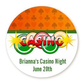  Casino Night Vegas Style - Round Personalized Birthday Party Sticker Labels 