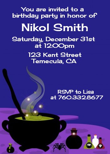 Cauldron & Potions - Birthday Party Invitations