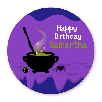  Cauldron & Potions - Round Personalized Birthday Party Sticker Labels 