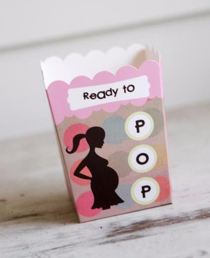 Ready To Pop Pink and Tan with dots - Baby Shower Popcorn Boxes