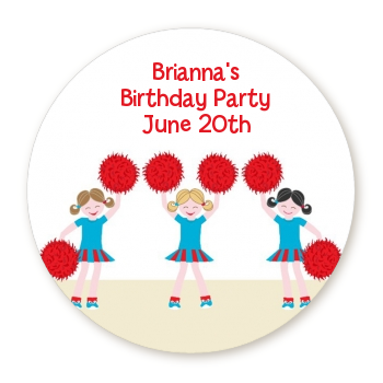  Cheerleader - Round Personalized Birthday Party Sticker Labels 