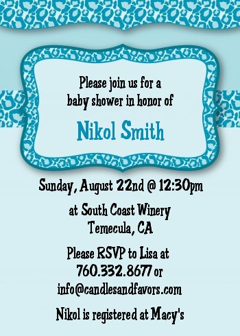 Cheetah Print Blue - Birthday Party Invitations