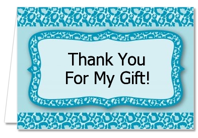 Cheetah Print Blue - Birthday Party Thank You Cards