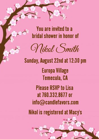 Cherry Blossom - Bridal Shower Invitations