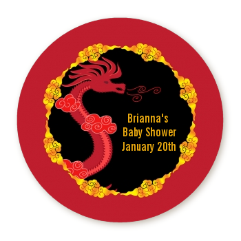  Chinese New Year Dragon - Round Personalized Baby Shower Sticker Labels 