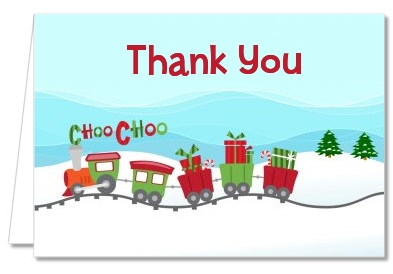 Choo Choo Train Christmas Wonderland - Baby Shower Thank You Cards