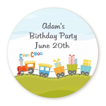  Choo Choo Train - Round Personalized Birthday Party Sticker Labels 