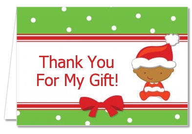 Christmas Baby African American - Baby Shower Thank You Cards