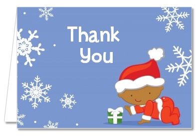  Christmas Baby Snowflakes African American - Baby Shower Thank You Cards 