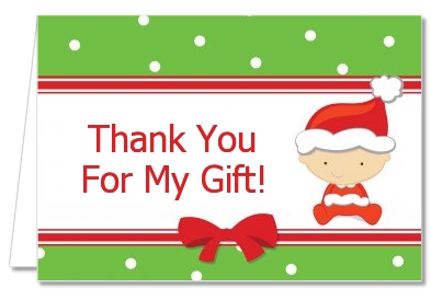 Christmas Baby Caucasian - Baby Shower Thank You Cards