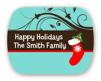 Christmas Tree and Stocking - Personalized Christmas Rounded Corner Stickers