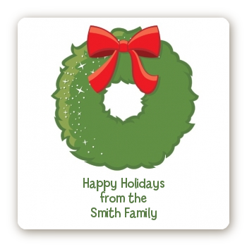 Christmas Wreath - Square Personalized Christmas Sticker Labels